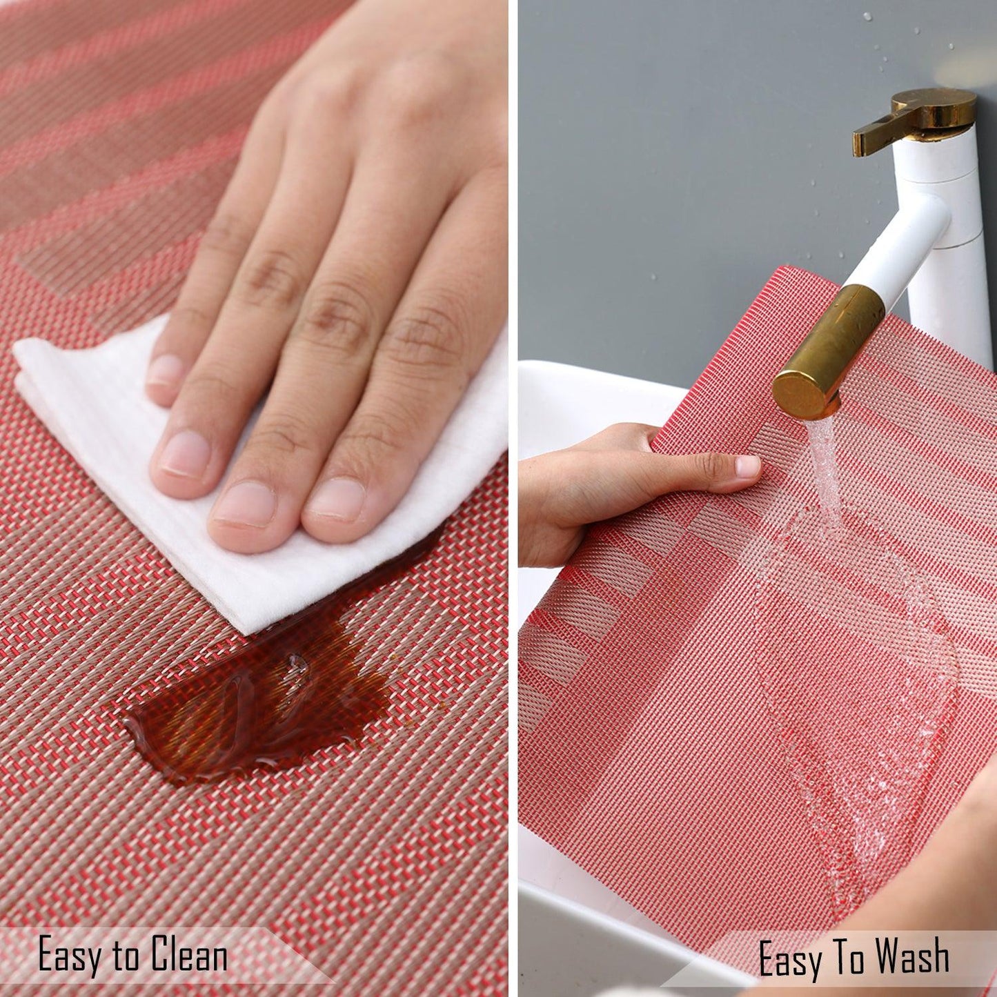 PVC Dining Table Mats, Red - HOKIPO | Har Ghar ka Humsafar