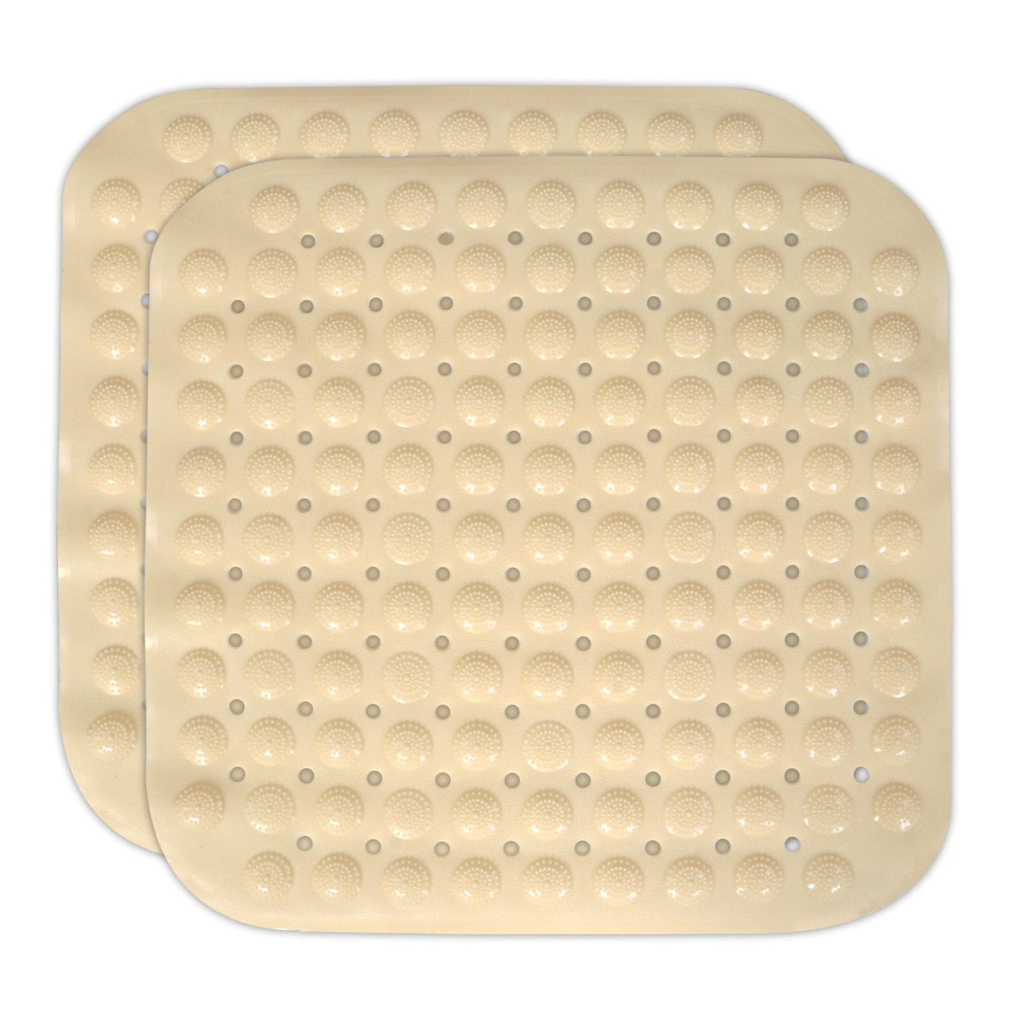 PVC Shower Mat Anti - Slip with Massage Acupressure Points, 48x48 cm, Beige - HOKIPO | Har Ghar ka Humsafar