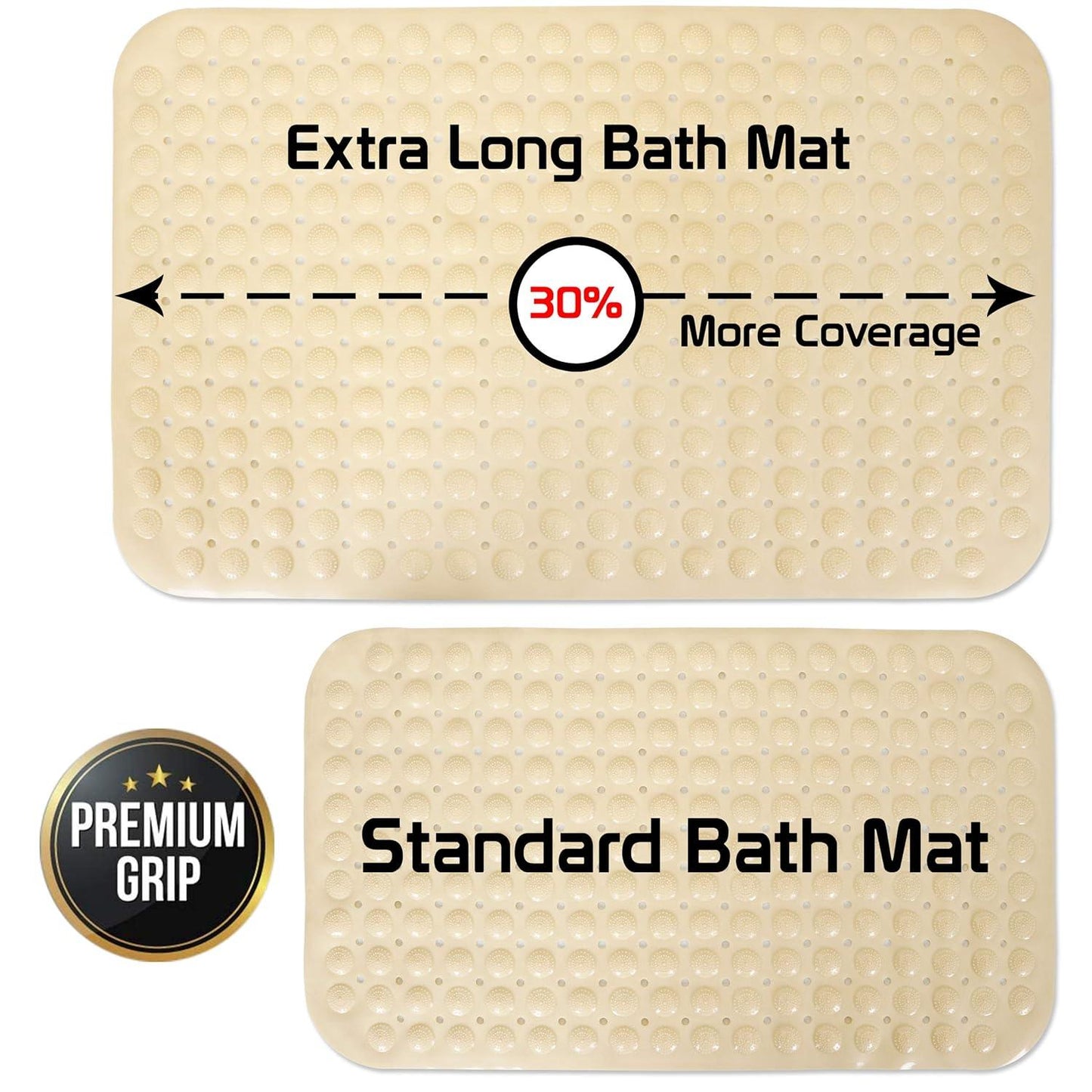 PVC Shower Mat Anti - Slip with Massage Acupressure Points, 58x88 cm, Beige - HOKIPO | Har Ghar ka Humsafar