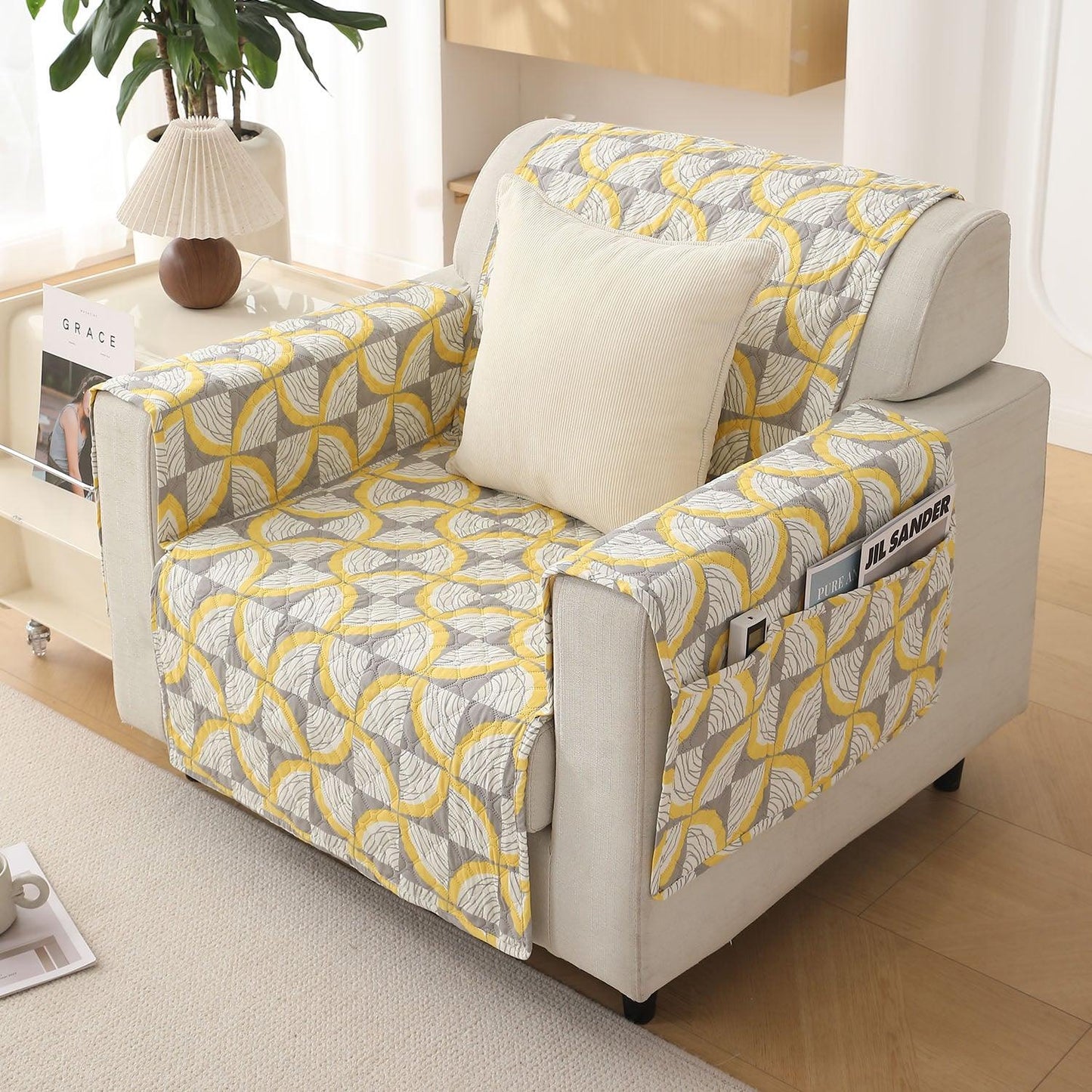 Windmill Cyber Yellow Printed premium sofa chair covers