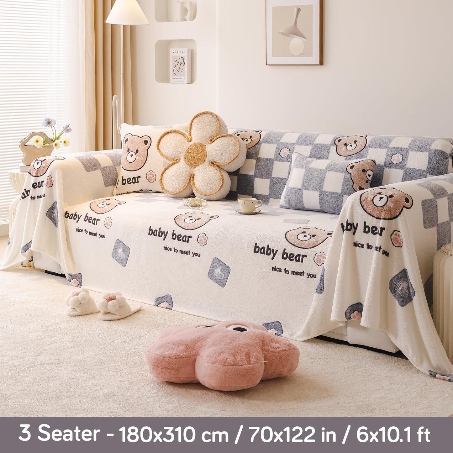 Baby Bear Premium Velvet Plush Sofa Throw | HOKIPO