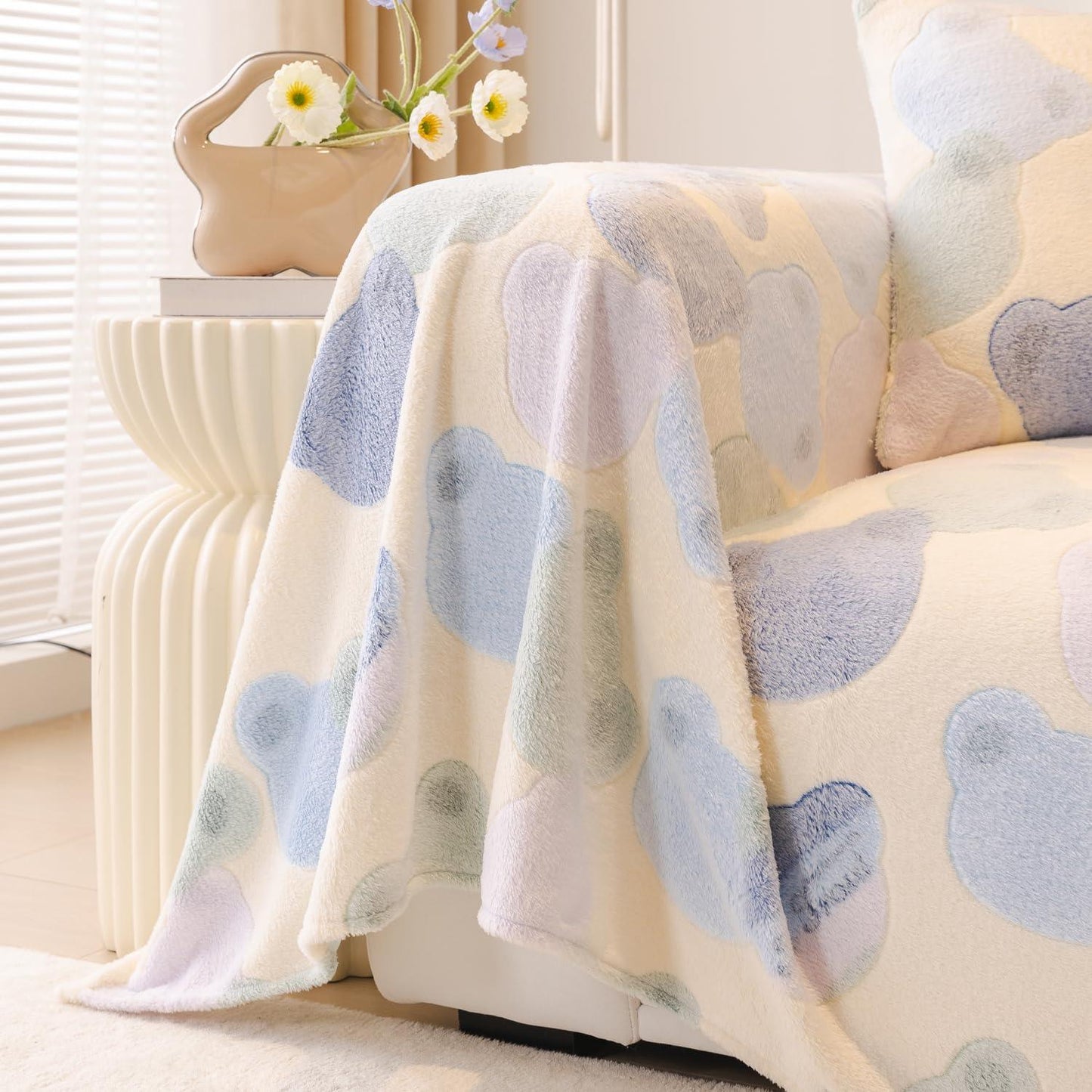 SHOP Phil Blue Bear Luxury Velvet Plush Sofa Throw online at HOKIPO