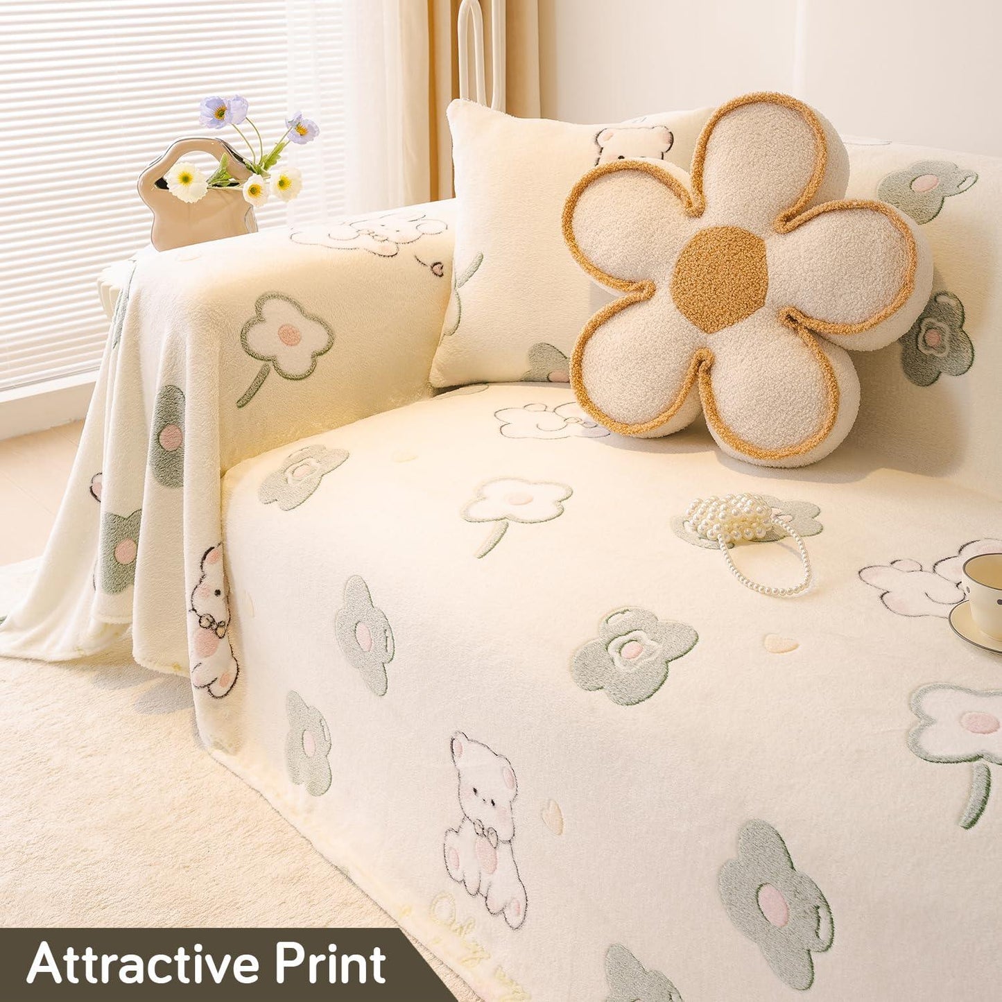 Buy Pink Bear Print Luxury Velvet Plush Sofa Throw | HOKIPO