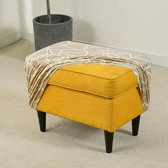 Stretchable 140 GSM Footstool Cover, Beige Abstract Geometry - HOKIPO | Har Ghar ka Humsafar