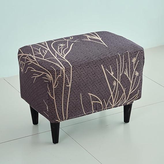 Stretchable 140 GSM Footstool Cover, Dark Coffee Twigs - HOKIPO | Har Ghar ka Humsafar