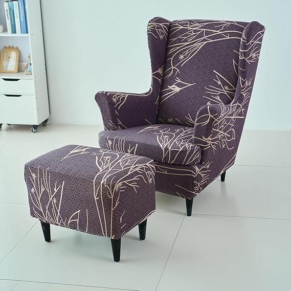 Stretchable 140 GSM Footstool Cover, Dark Coffee Twigs - HOKIPO | Har Ghar ka Humsafar