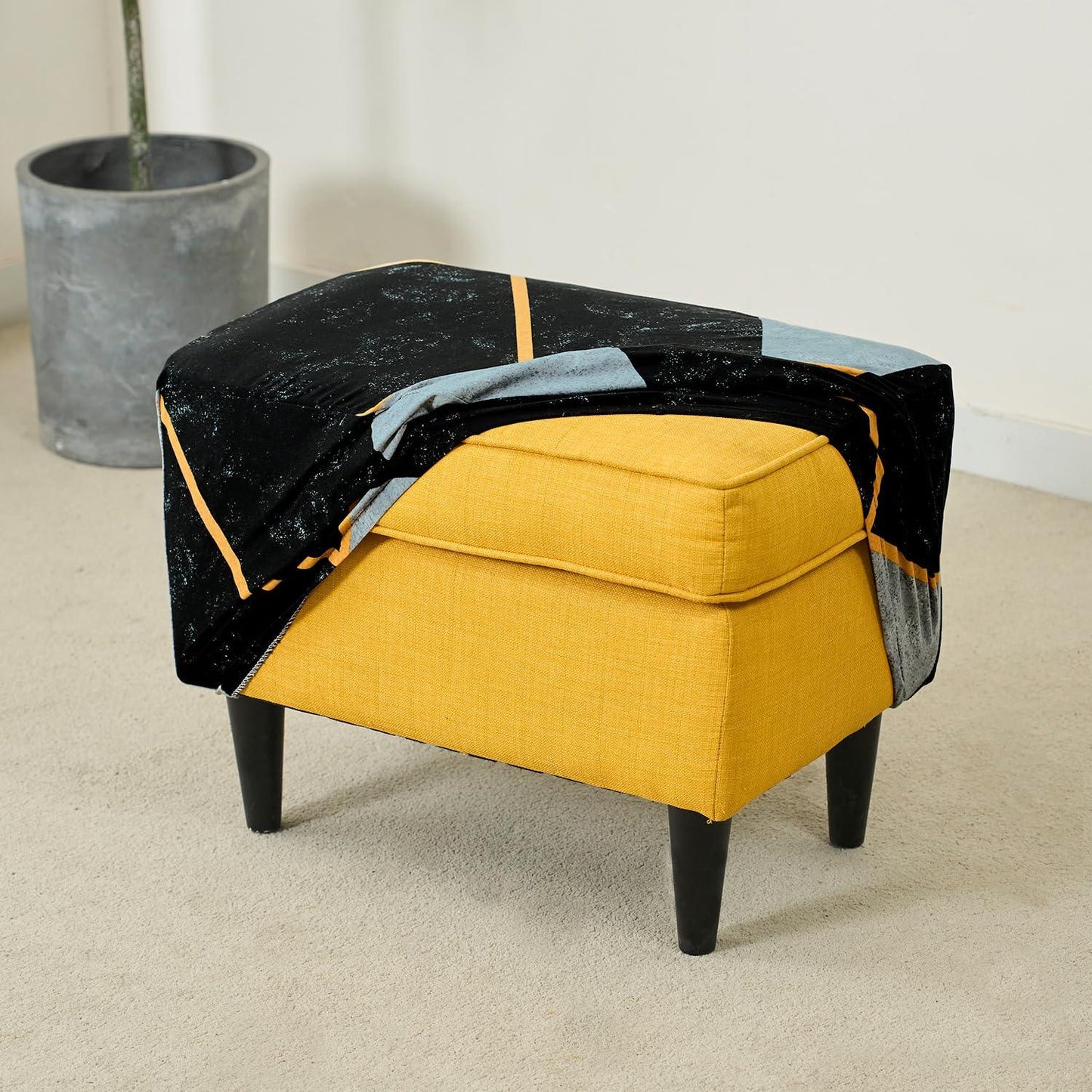 Stretchable 140 GSM Footstool Cover, Multicolor Abstract Geometry - HOKIPO | Har Ghar ka Humsafar