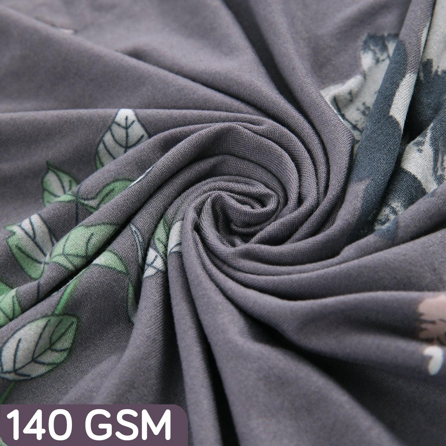 Stretchable Frill Chair Cover Set of 1/2/4/6, Bentonite Grey Budding Florals - HOKIPO | Har Ghar ka Humsafar