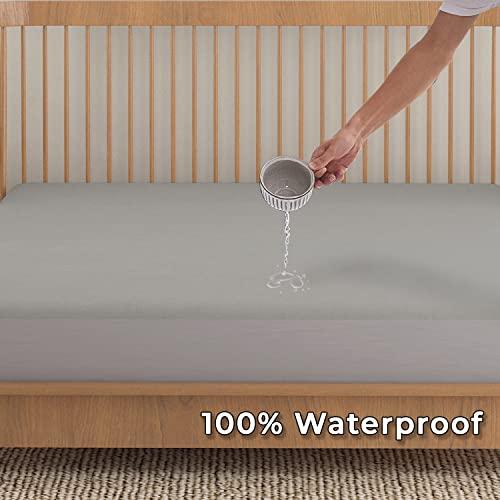 Terry Cotton Elastic Fitted Waterproof Bed Mattress Cover, Grey - HOKIPO | Har Ghar ka Humsafar