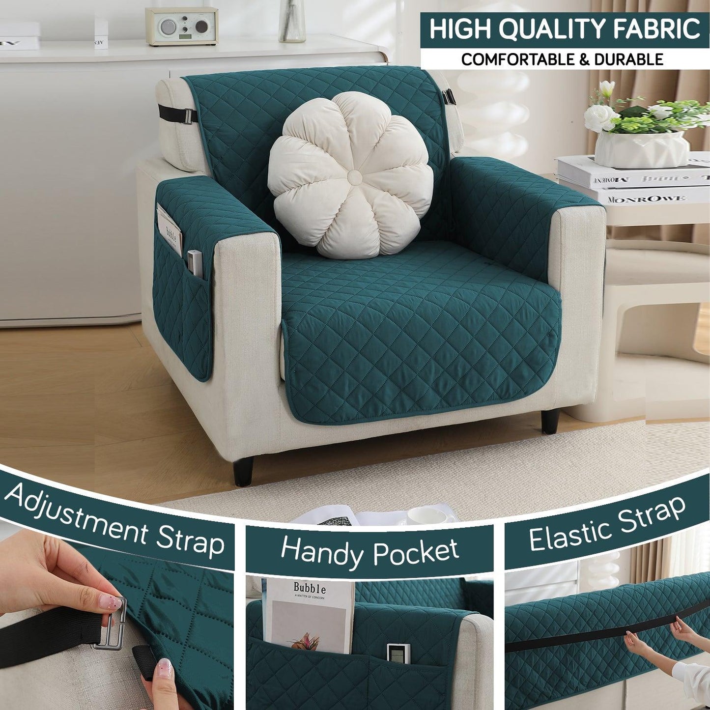 Quilted Waterproof Sofa cover with antislip Belt | HOKIPO