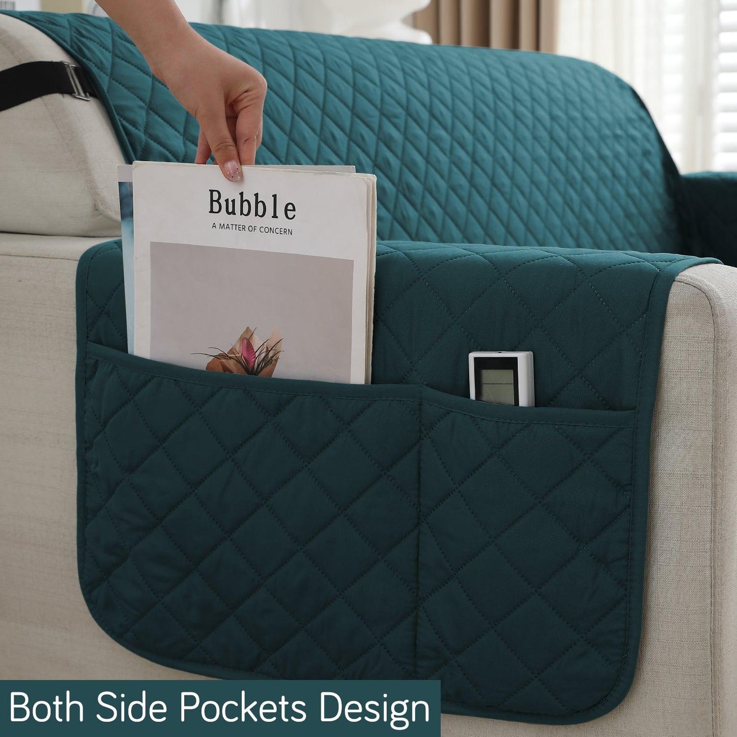1, 2, 3 Seater waterproof sofa covers with armrest cover and pockets | HOKIPO