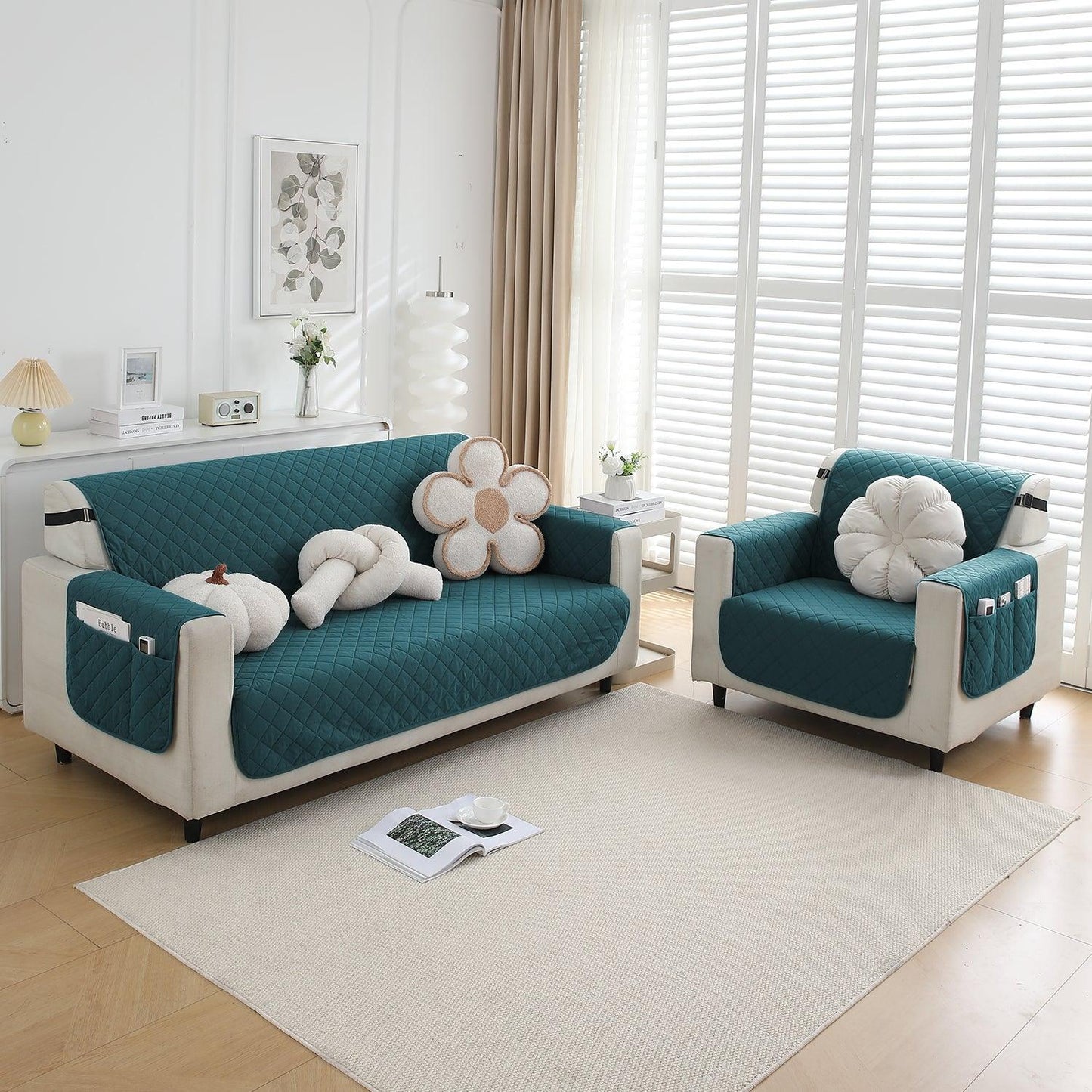 1, 2, 3 seater Quilted Waterproof Sofa Cover | HOKIPO