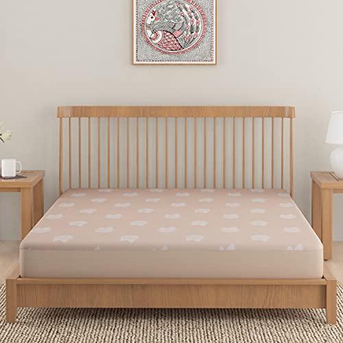 Woven Jacquard Elastic Fitted Waterproof Mattress Protector, Beige - HOKIPO | Har Ghar ka Humsafar