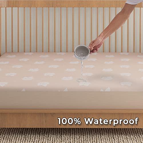 Woven Jacquard Elastic Fitted Waterproof Bed Protector, Beige - HOKIPO | Har Ghar ka Humsafar
