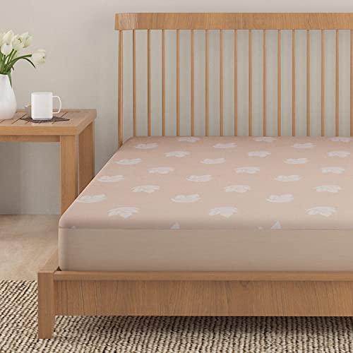 Woven Jacquard Elastic Fitted Waterproof Mattress Protector, Beige - HOKIPO | Har Ghar ka Humsafar
