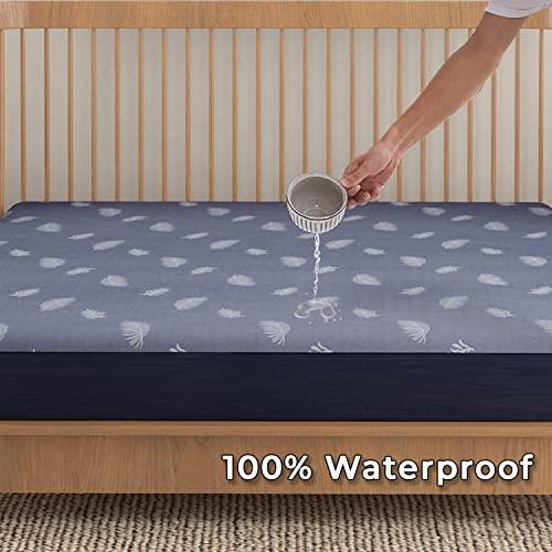 Woven Jacquard Elastic Fitted Waterproof Bed Protector Sheet, Blue - HOKIPO | Har Ghar ka Humsafar