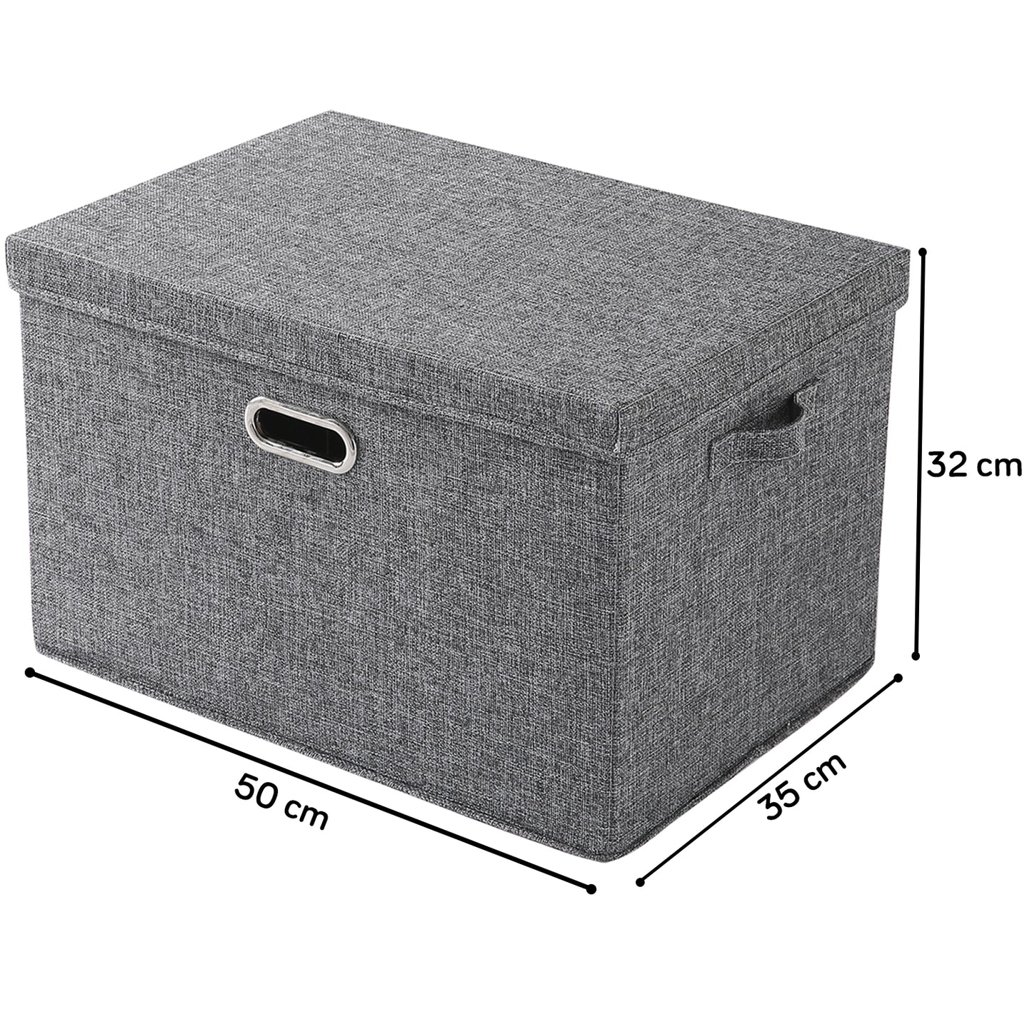 Multipurpose Foldable Storage Box with Lid, Extra Large 50x35x32 cm, Grey