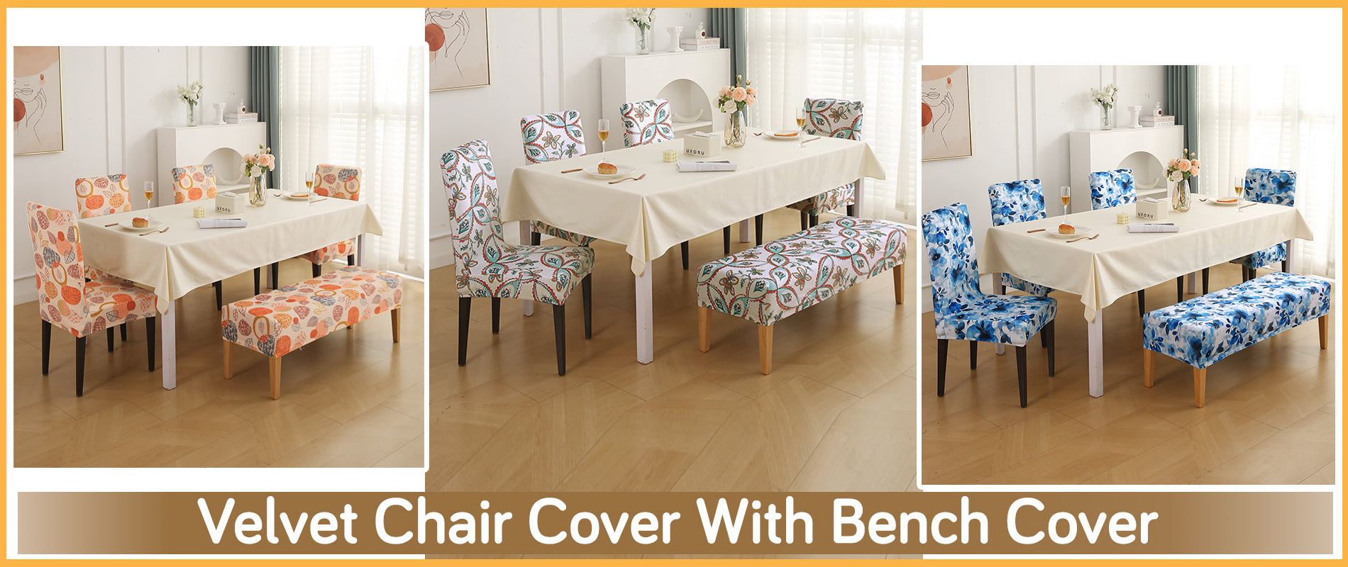 Chair Cover with Dining Bench Cover