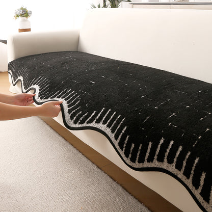 Premium Supple Soft Wavy Sofa Cover Mat, Black