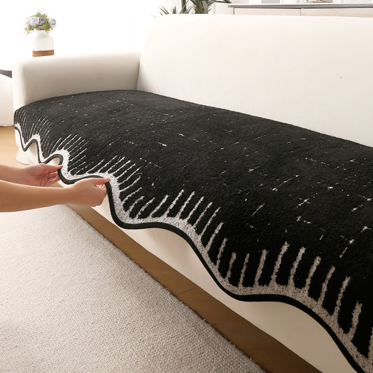 Premium Supple Soft Wavy Sofa Cover Mat, Black