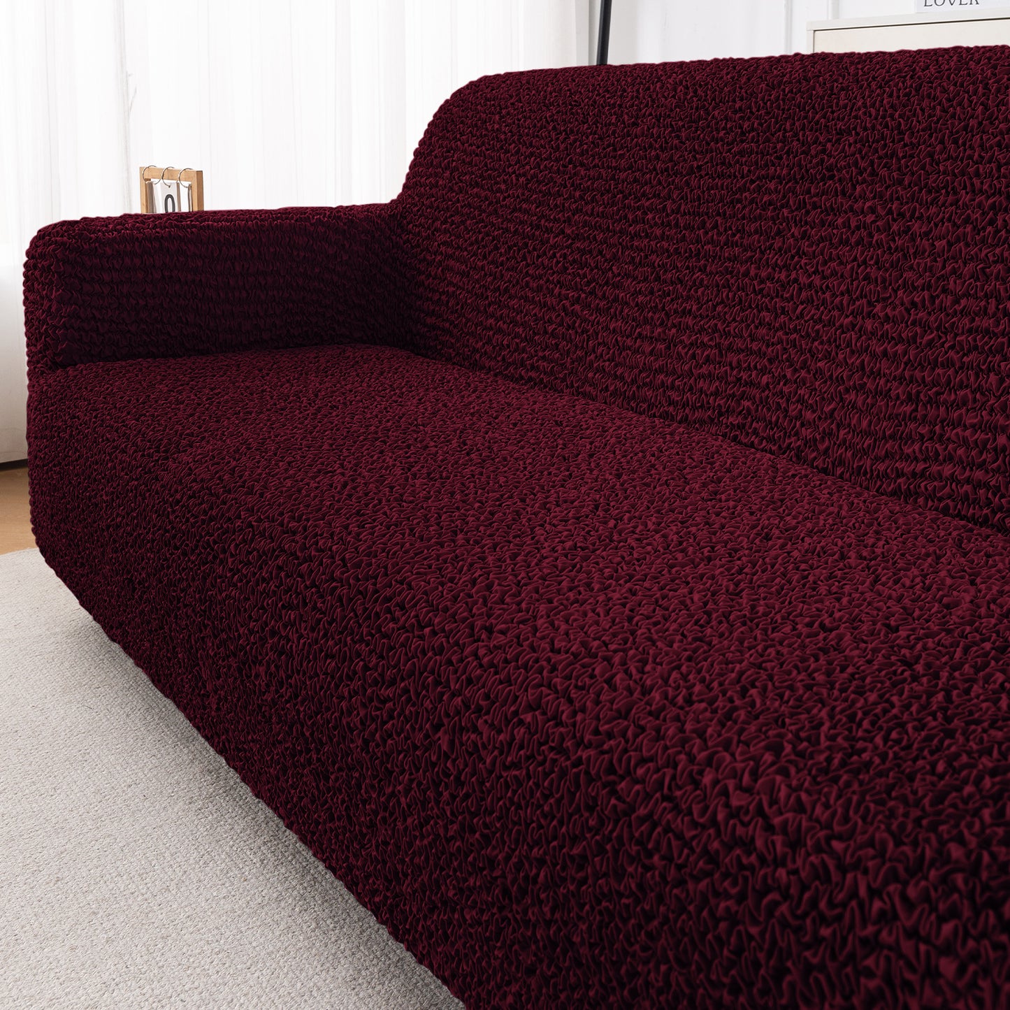 Italian Belissia Luxe Series' Super Stretchable Microfiber 1/2/3 Seater Sofa Cover, Merlot Wine
