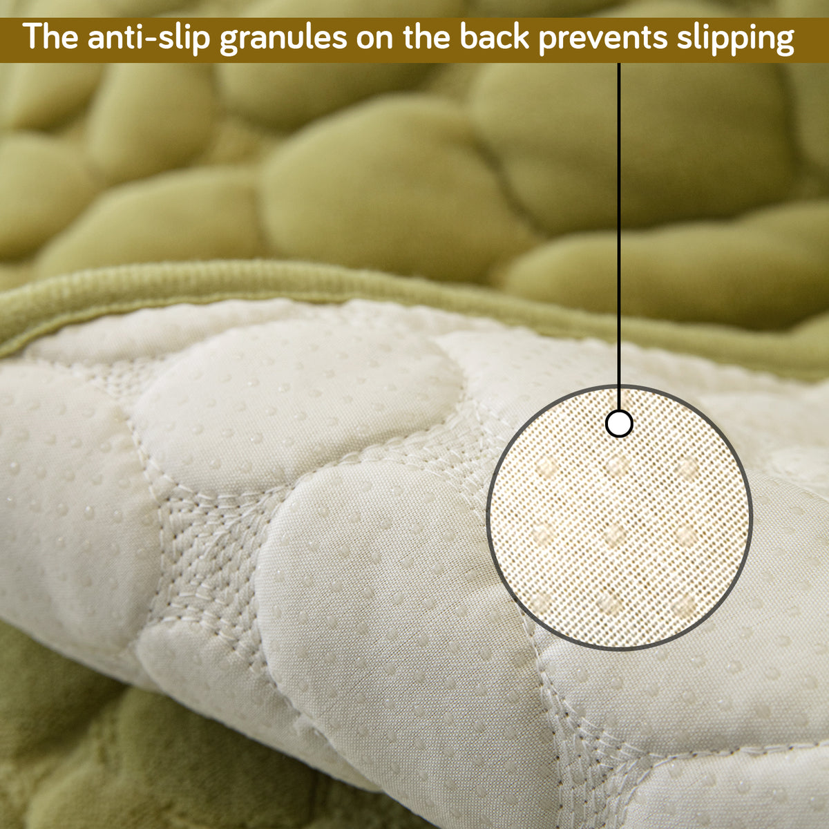 Premium Pebble Milk Velvet Anti Slip Sofa Cover Mat with 2 Armrest Cover, Pristine Green