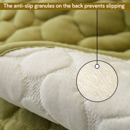 Premium Pebble Milk Velvet Anti Slip Sofa Mats, Pristine Green