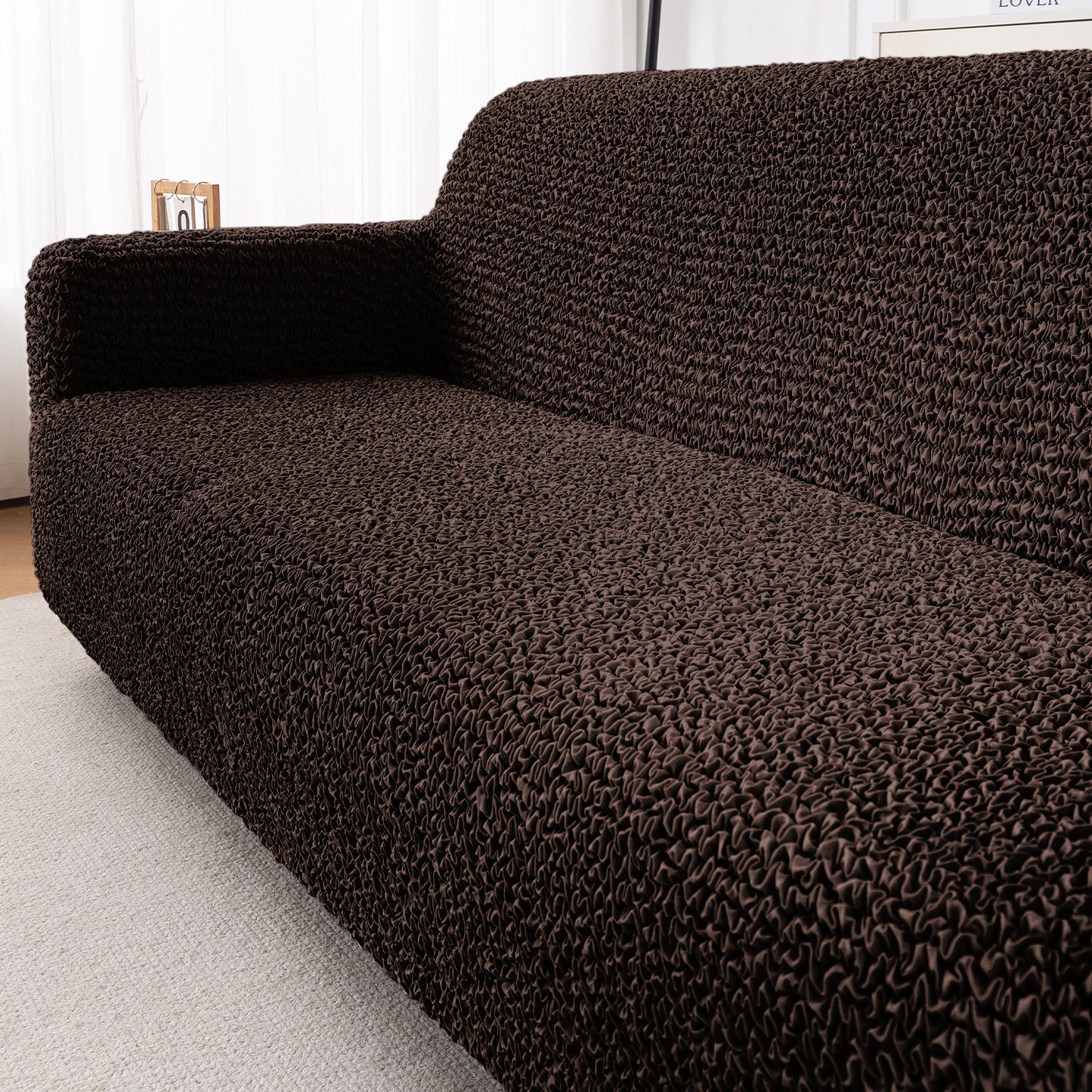 Italian Belissia Luxe Series' Super Stretchable Microfiber 1/2/3 Seater Sofa Cover, Chocolate Brown