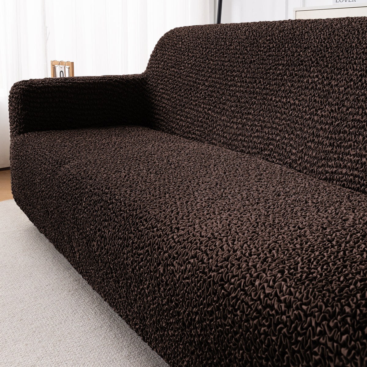 Italian Belissia Luxe Series' Super Stretchable Microfiber 1/2/3 Seater Sofa Cover, Chocolate Brown