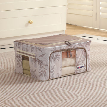 Foldable Cloth Storage Organizer for Wardrobe, Latte Floral