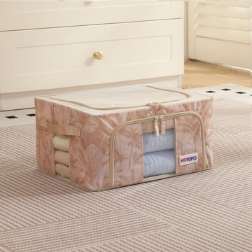 Foldable Cloth Storage Organizer for Wardrobe, Beige Botanica