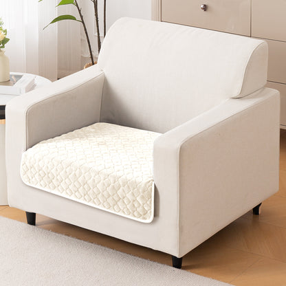 Diamond Plush Pebble Quilted Sofa Cover Mat, Cream
