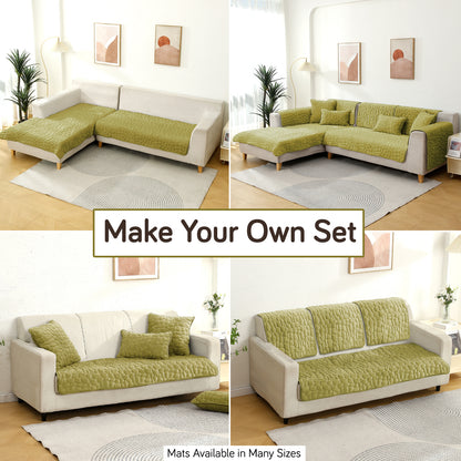 Premium Pebble Milk Velvet Anti Slip Sofa Mat for 1/2/3 Seater, Pristine Green