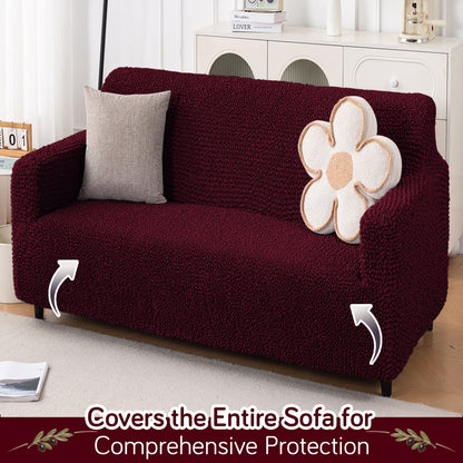 Italian Belissia Luxe Series' Super Stretchable Microfiber 1/2/3 Seater Sofa Cover, Merlot Wine