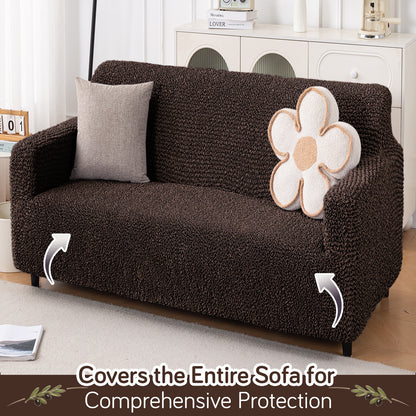 Italian Belissia Luxe Series' Super Stretchable Microfiber 1/2/3 Seater Sofa Cover, Chocolate Brown