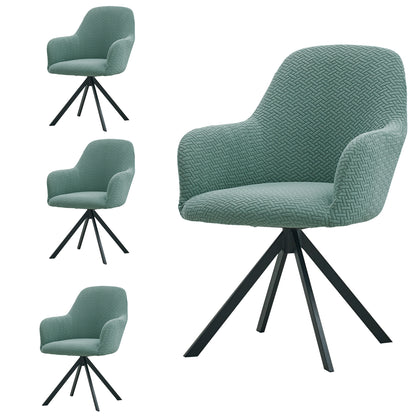 Premium Jacquard Fully Covered Cover for Swivel Dining Chair with Arms, Continental Green