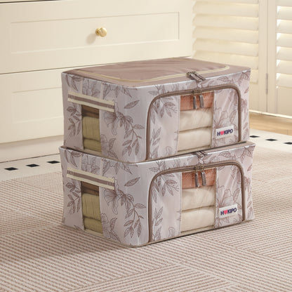 Foldable Cloth Storage Organizer for Wardrobe, Latte Floral
