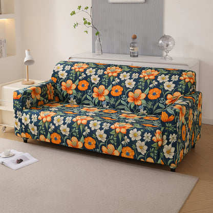 Premium Printed Velvet Sofa Cover 1/2/3 Seaters Fully Covered, Teal Twilight Garden