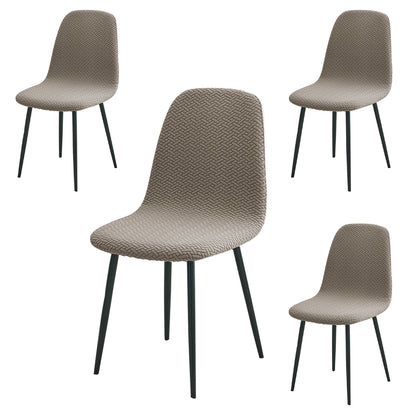 HOKIPO Premium Jacquard Fully Covered Cover for Mid Century Modern Dining Chair, Taupe Brown
