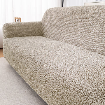 Italian Belissia Luxe Series' Super Stretchable Microfiber 1/2/3 Seater Sofa Cover, Snow Cream
