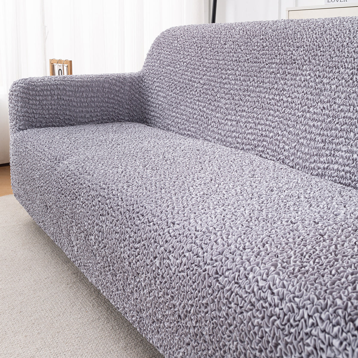 Italian Belissia Luxe Series' Super Stretchable Microfiber 1/2/3 Seater Sofa Cover, Ice Grey
