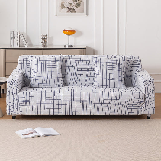'Crossline Series' Jacquard Sofa Cover 1/2/3/4-seater Fully Covered, Navy Blue