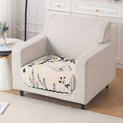 Luxury Plush Sherpa Anti-Slip Sofa Cover Mat, 'Noirea Series'| Butterfly Garden