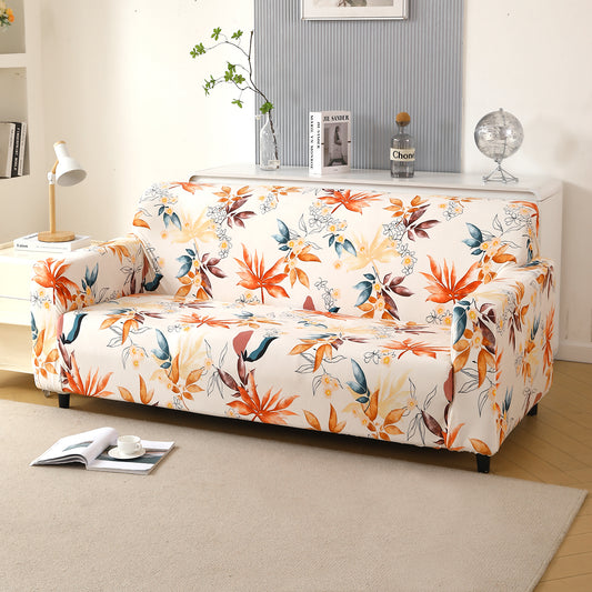 Premium Printed Velvet Sofa Cover 1/2/3 Seaters Fully Covered, Amber Serene Flora