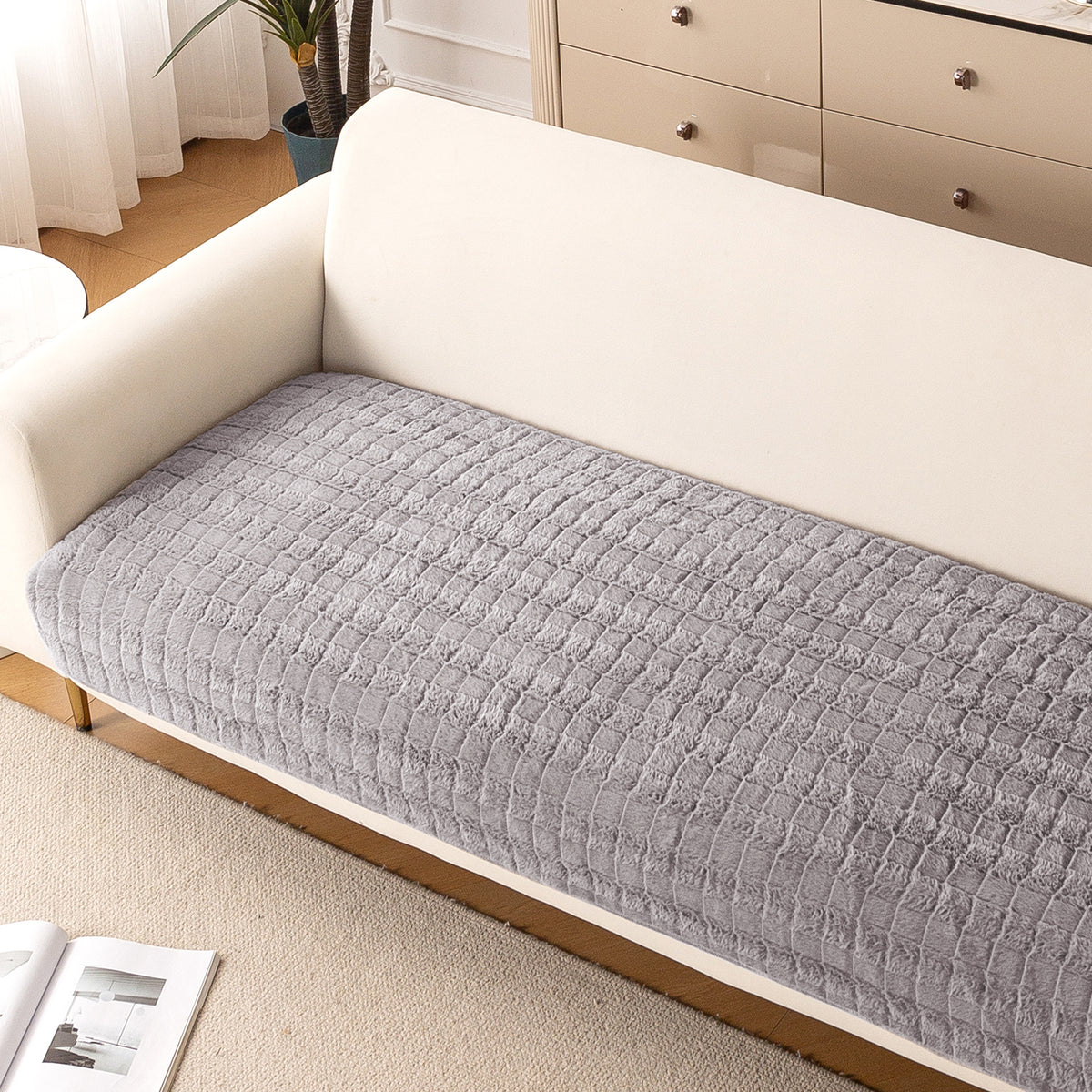 'Plush Haven' Premium Anti Slip Sofa Cover Mat, Light Grey
