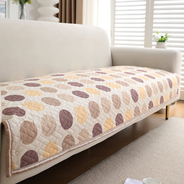 'Homehues' Printed Quilted Sofa Cover Mats, Brown Polka Dot