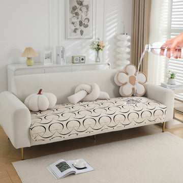Water Repellent + Waterproof Quilted Sofa Mats, Natural Beige Abstract Art