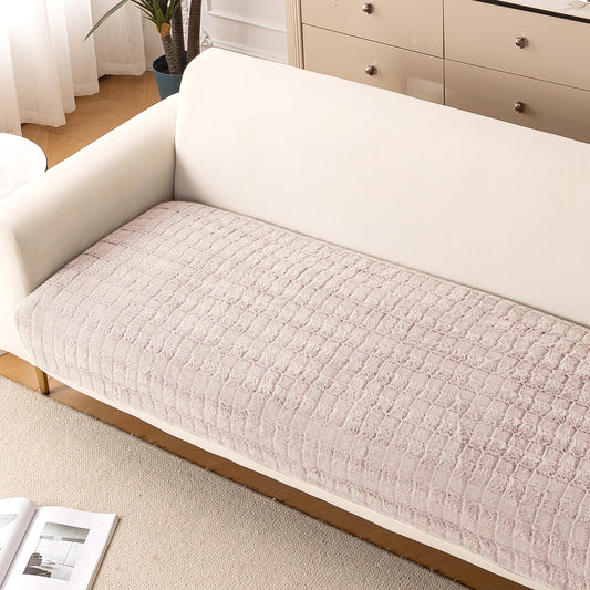 Premium Plush Anti Slip Sofa Cover Mat, Beige