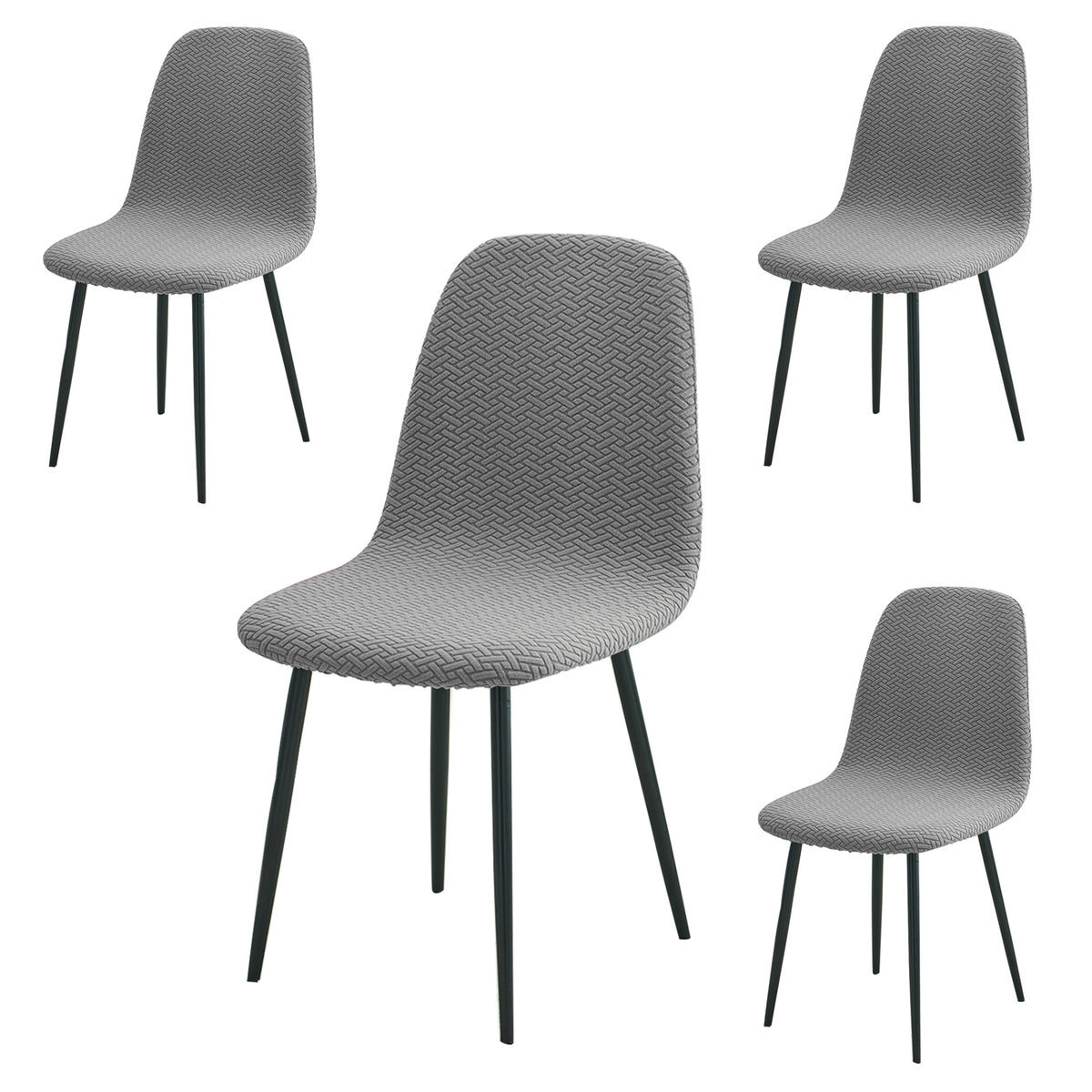 Premium Jacquard Fully Covered Cover for Mid Century Modern Dining Chair, Grey