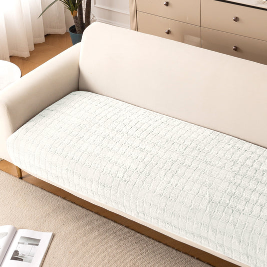 Premium Plush Anti Slip Sofa Cover Mat, White